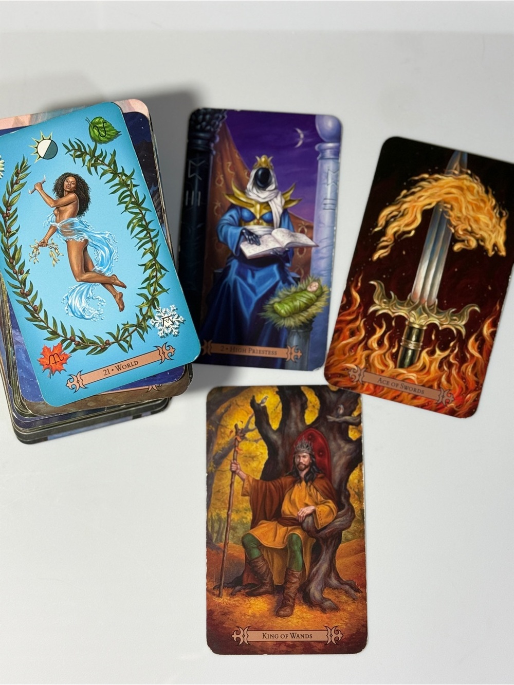 The Spellcaster's Handbook + Blue Gold-Accent Tarot Deck